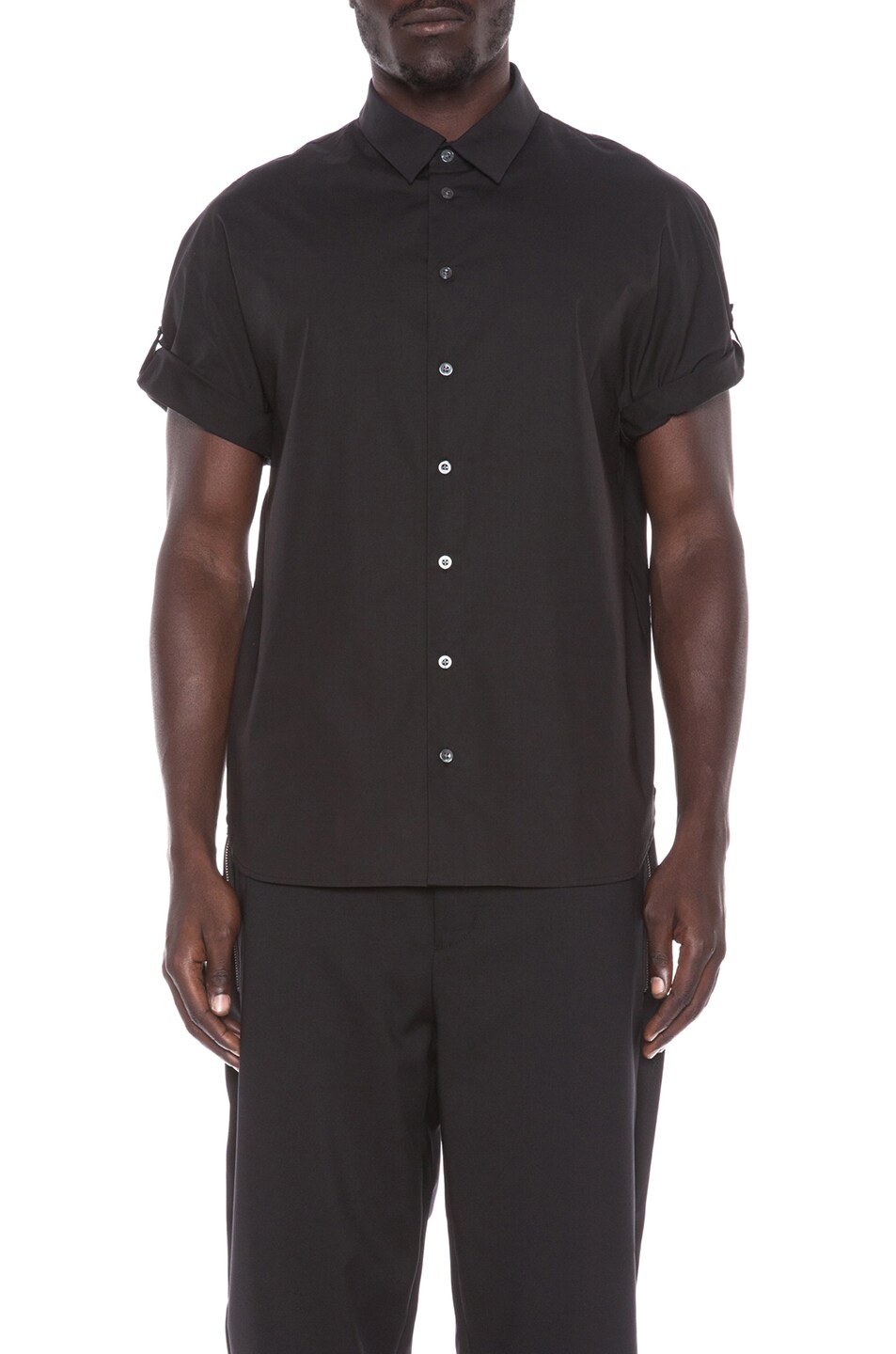Image 1 of 3.1 phillip lim Dolman Sleeve Fisherman Cotton-Blend Shirt in Black