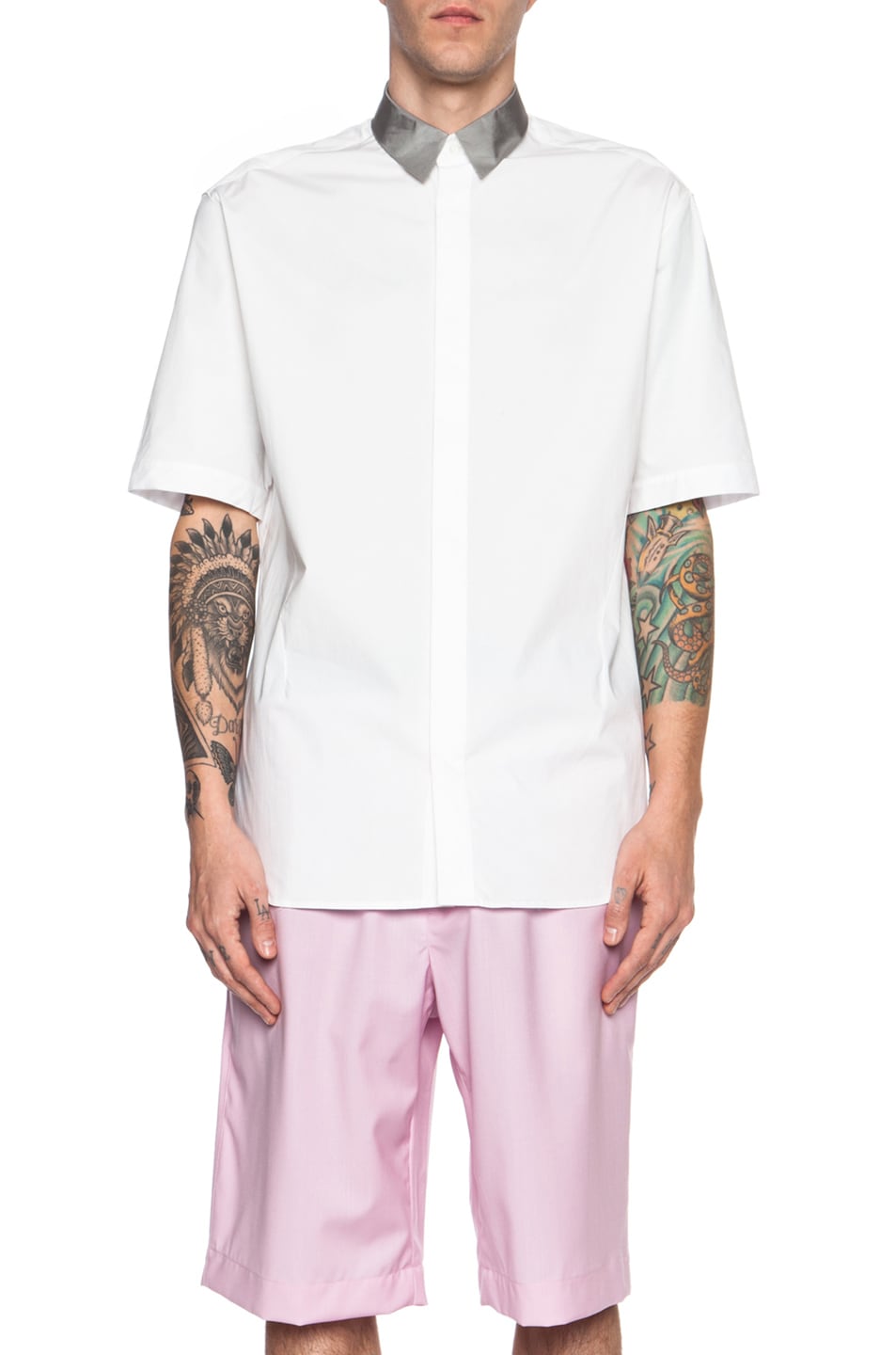 Image 1 of 3.1 phillip lim Cotton-Blend Button Up with Combo Collar in White