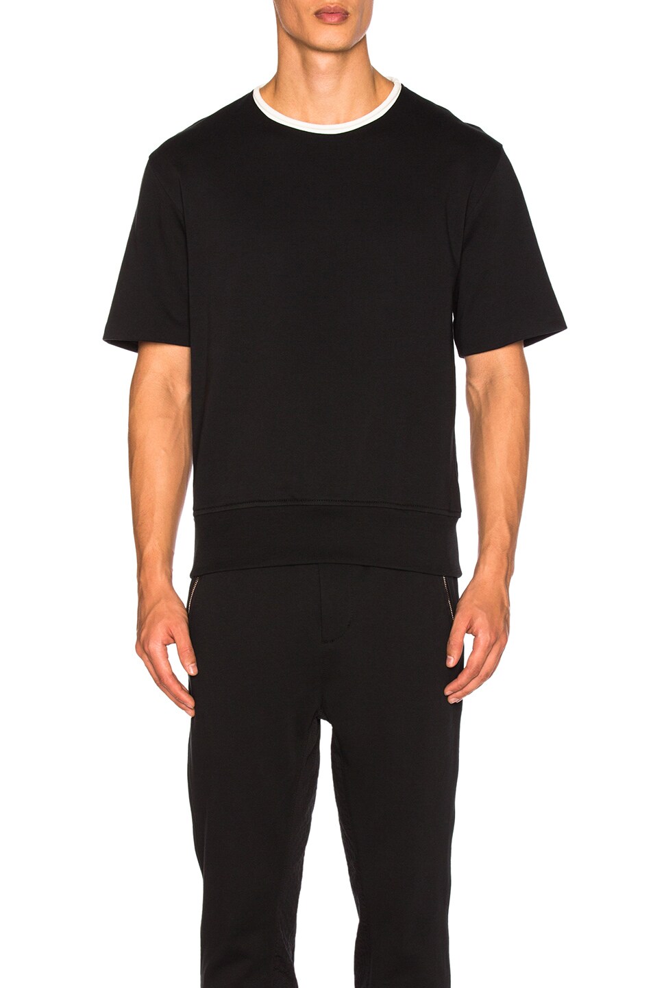 Image 1 of 3.1 phillip lim Wide Rib French Terry Short Sleeve Shirt in Soft Black