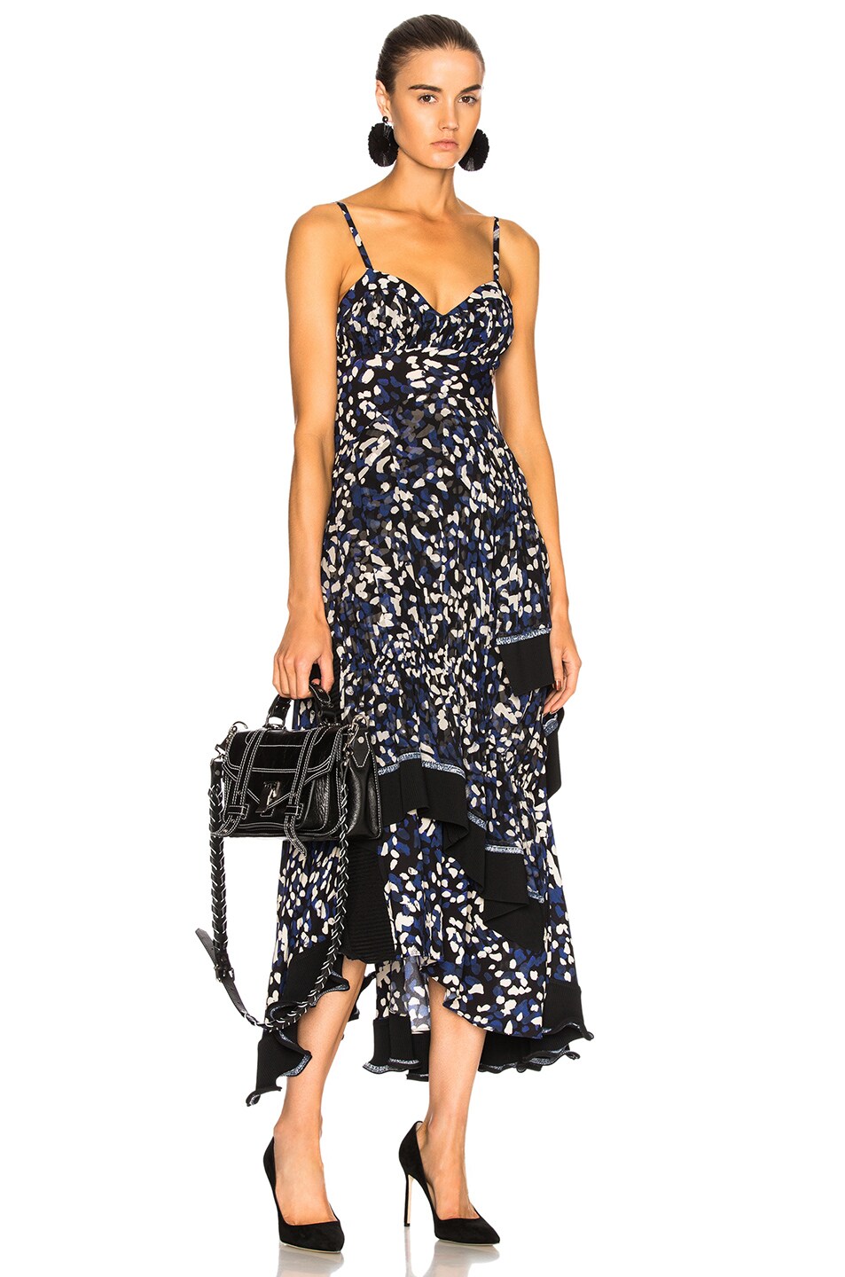 Image 1 of 3.1 phillip lim Painted Dot Dress in Black & Blue