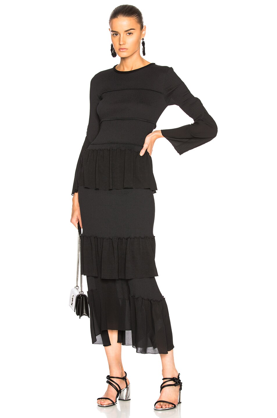 Image 1 of 3.1 phillip lim Smoked Tiered Dress in Black