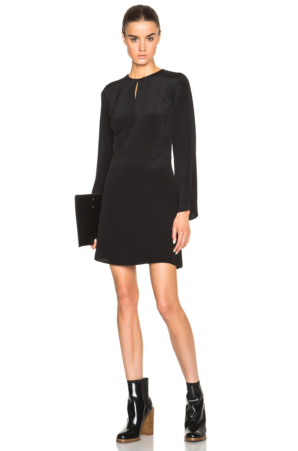 Image 1 of 3.1 phillip lim Bell Sleeve Silk Wrap Dress with Keyhole Front in Black
