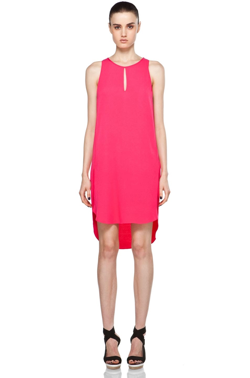3.1 phillip lim Sleeveless Dress w/ Overlapped Side Seams in Hot Pink ...
