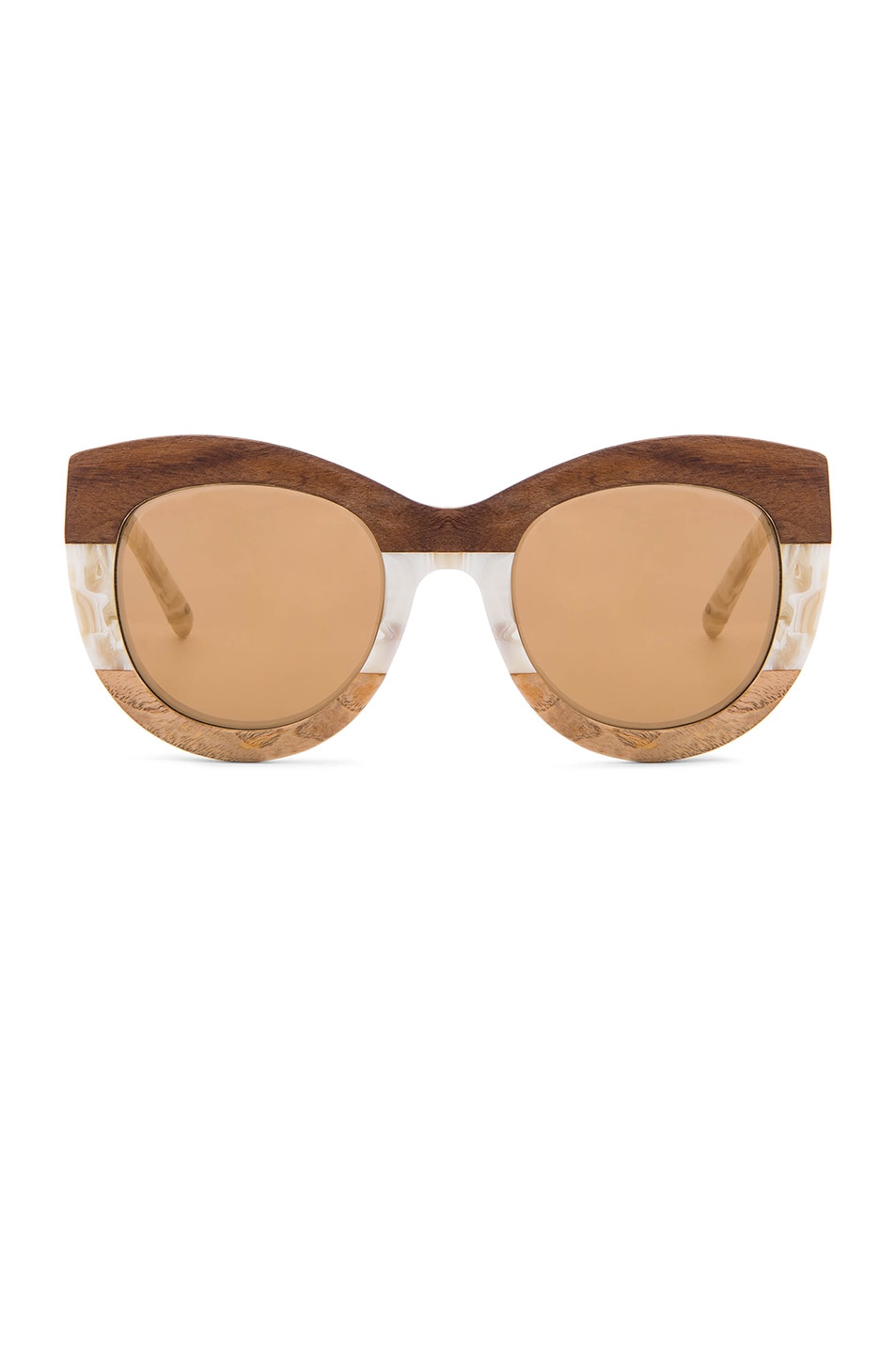 Image 1 of 3.1 phillip lim Rounded Sunglasses in Cream Pearl & Wood