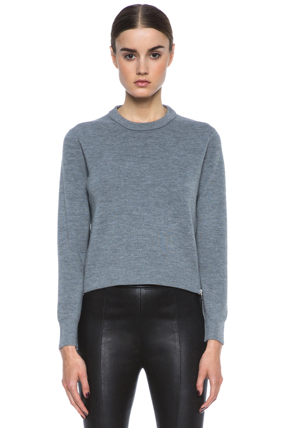 Image 1 of 3.1 phillip lim Wool Cropped Pullover with Side Zipper in Grey Melange
