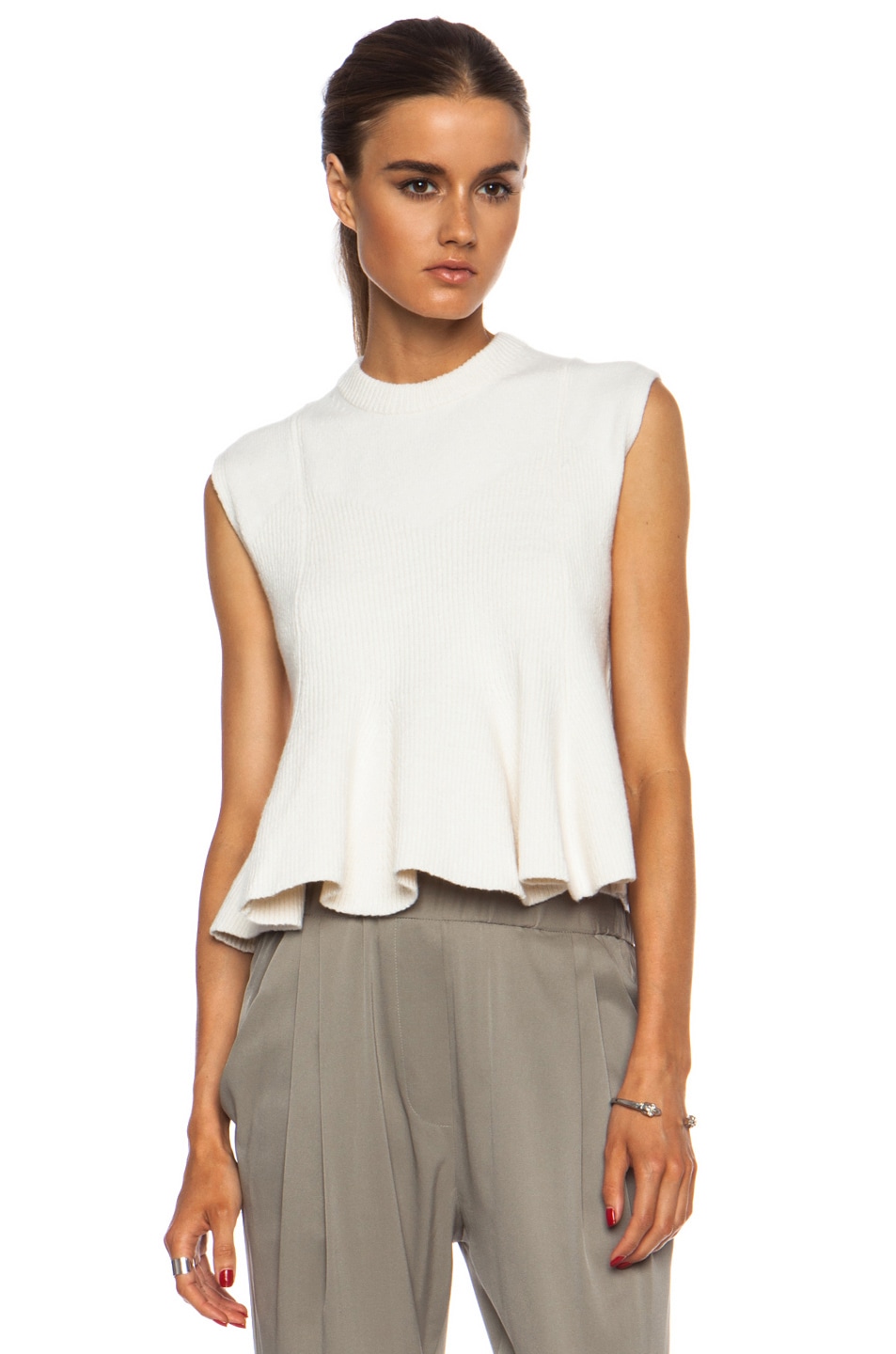 3.1 phillip lim Cashmere Blend Flare Top in Ivory | FWRD