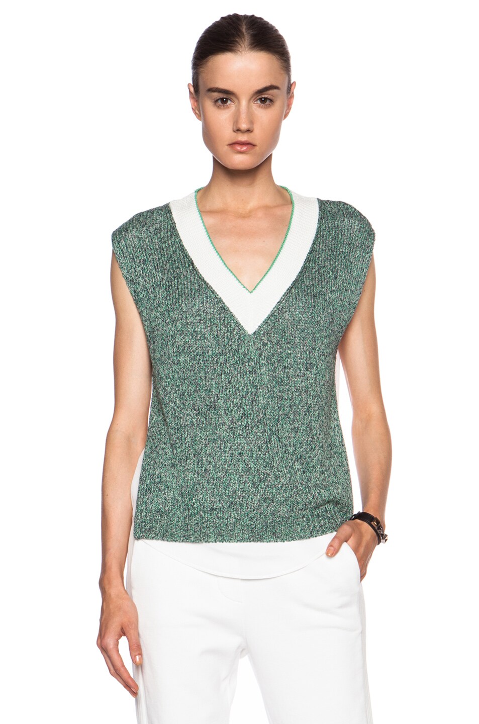 Image 1 of 3.1 phillip lim Tromp Loeil Cotton Vest in Green Multi