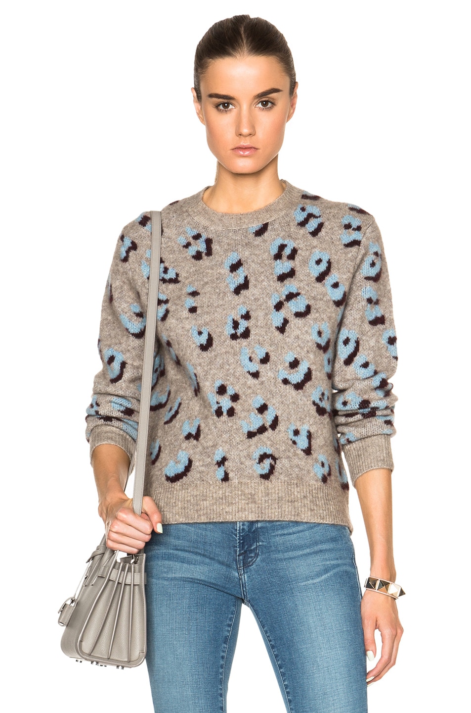 Image 1 of 3.1 phillip lim Leopard Jacquard Pullover in Blue & Oatmeal