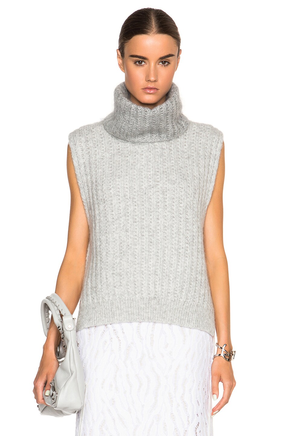 Image 1 of 3.1 phillip lim Sleeveless Mohair Turtleneck Sweater in Grey