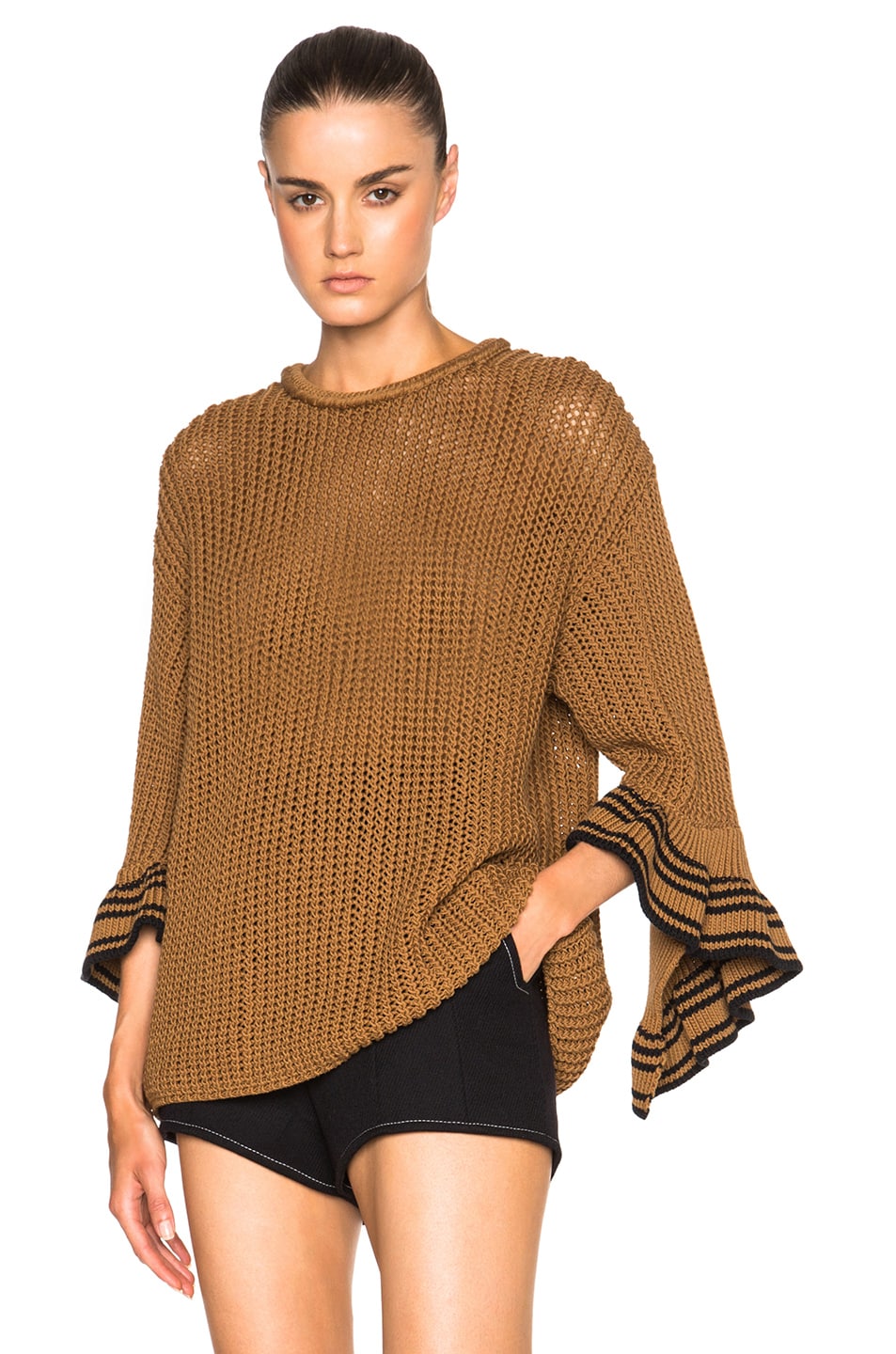 Image 1 of 3.1 phillip lim Cascading Rib Cuff Sweater in Umber