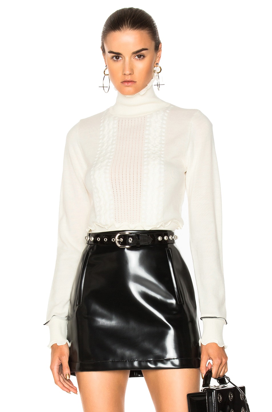 Image 1 of 3.1 phillip lim Cable Turtleneck Sweater in White