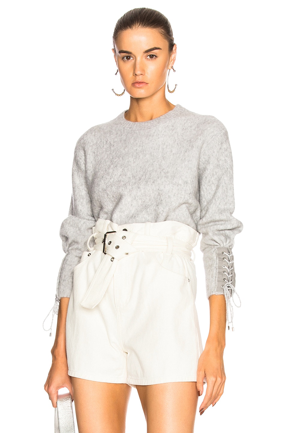 Image 1 of 3.1 phillip lim Lace Up Sweater in Heather Grey