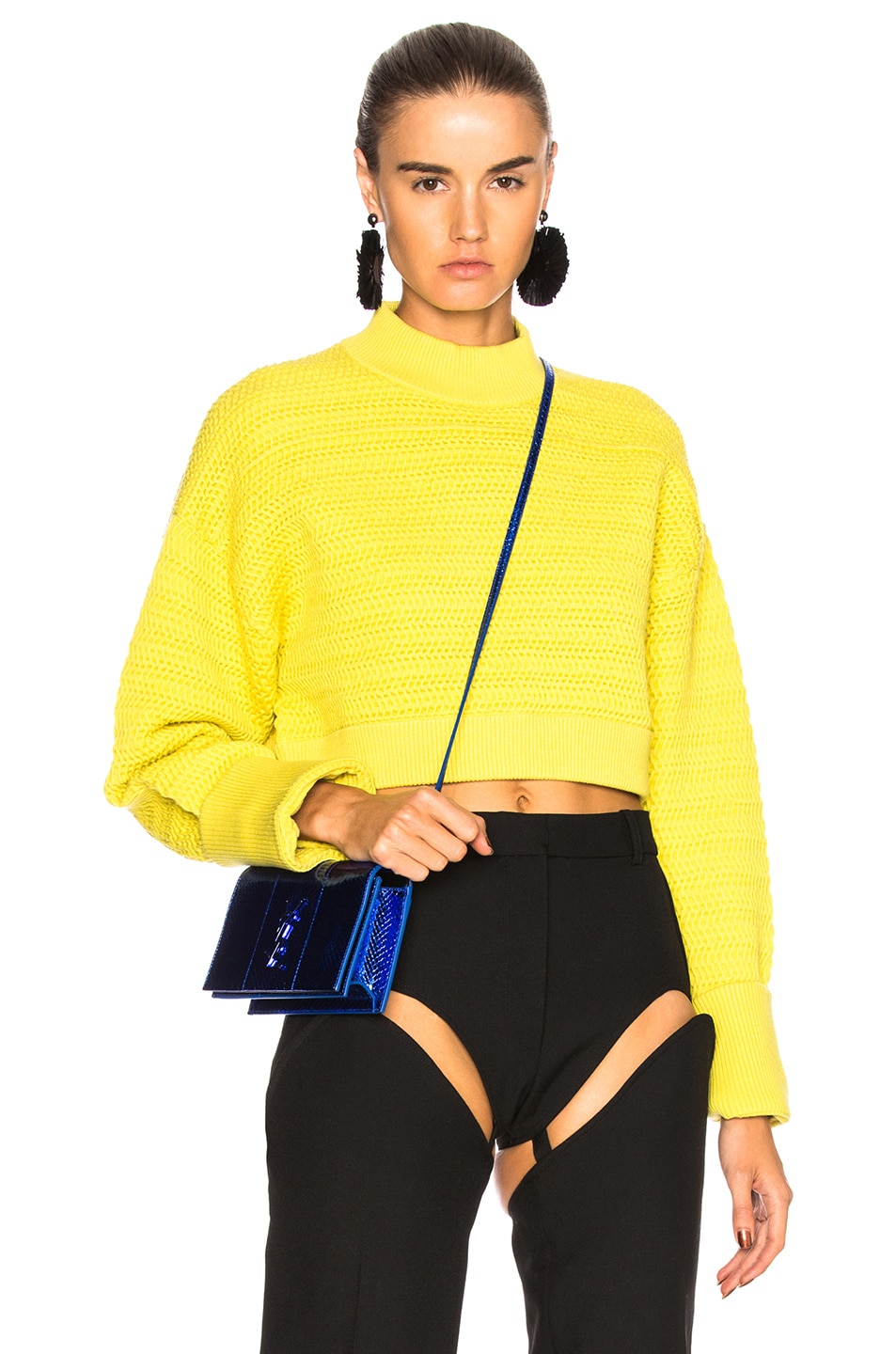 Image 1 of 3.1 phillip lim Cropped Pullover Sweater in Chartreuse