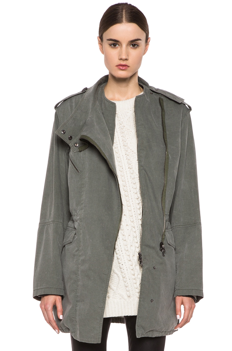 Image 1 of 3.1 phillip lim Trompl'eoil Cotton Layered Parka in Army Green