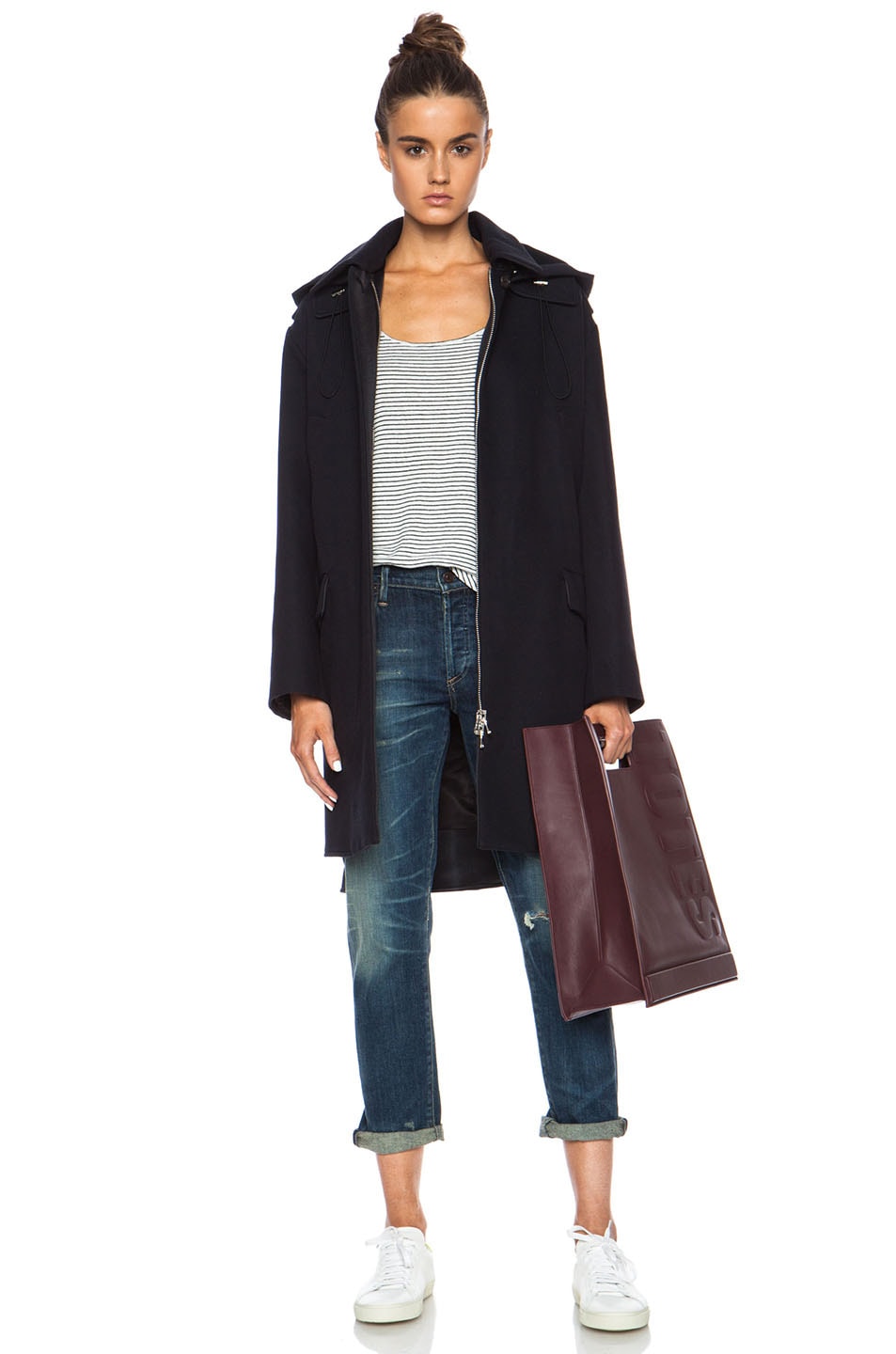 Image 1 of 3.1 phillip lim Oversized Cotton-Blend Parka with Detachable Collar in Navy