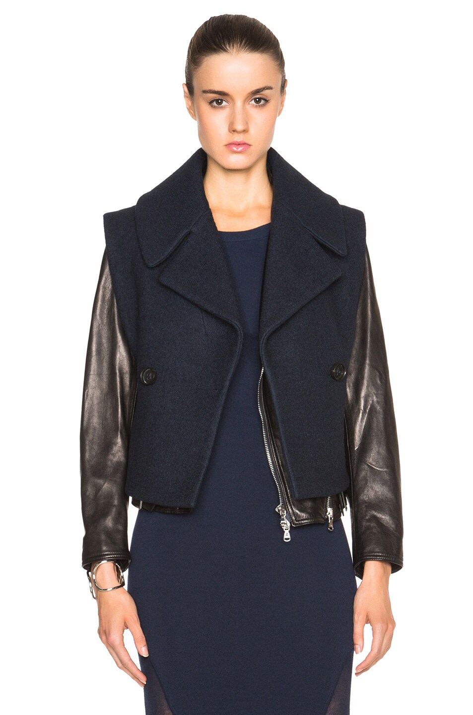 Image 1 of 3.1 phillip lim Moto Jacket with Detachable Wool Collar in Black