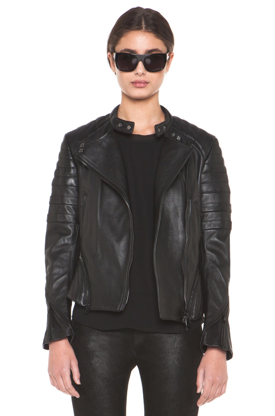 Image 1 of 3.1 phillip lim Peplum Quilted Leather Motorcycle Jacket in Black