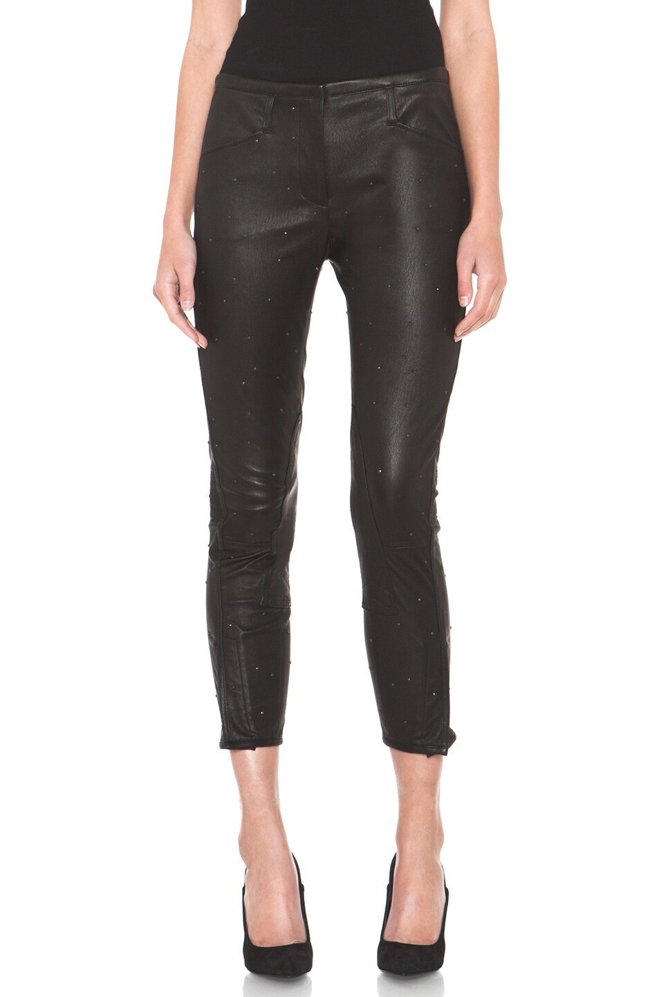 Image 1 of 3.1 phillip lim Cropped Baby Studs Leather Pant in Black