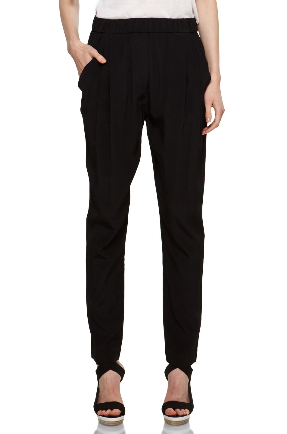 3.1 phillip lim Draped Pocket Silk Trouser in Black | FWRD