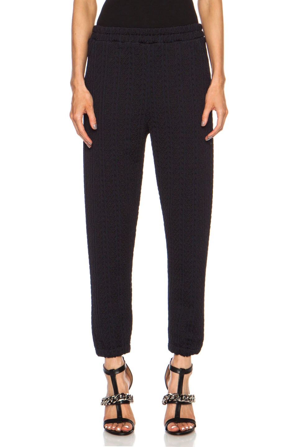 Image 1 of 3.1 phillip lim Cable Jacquard Poly Sweatpants in Navy