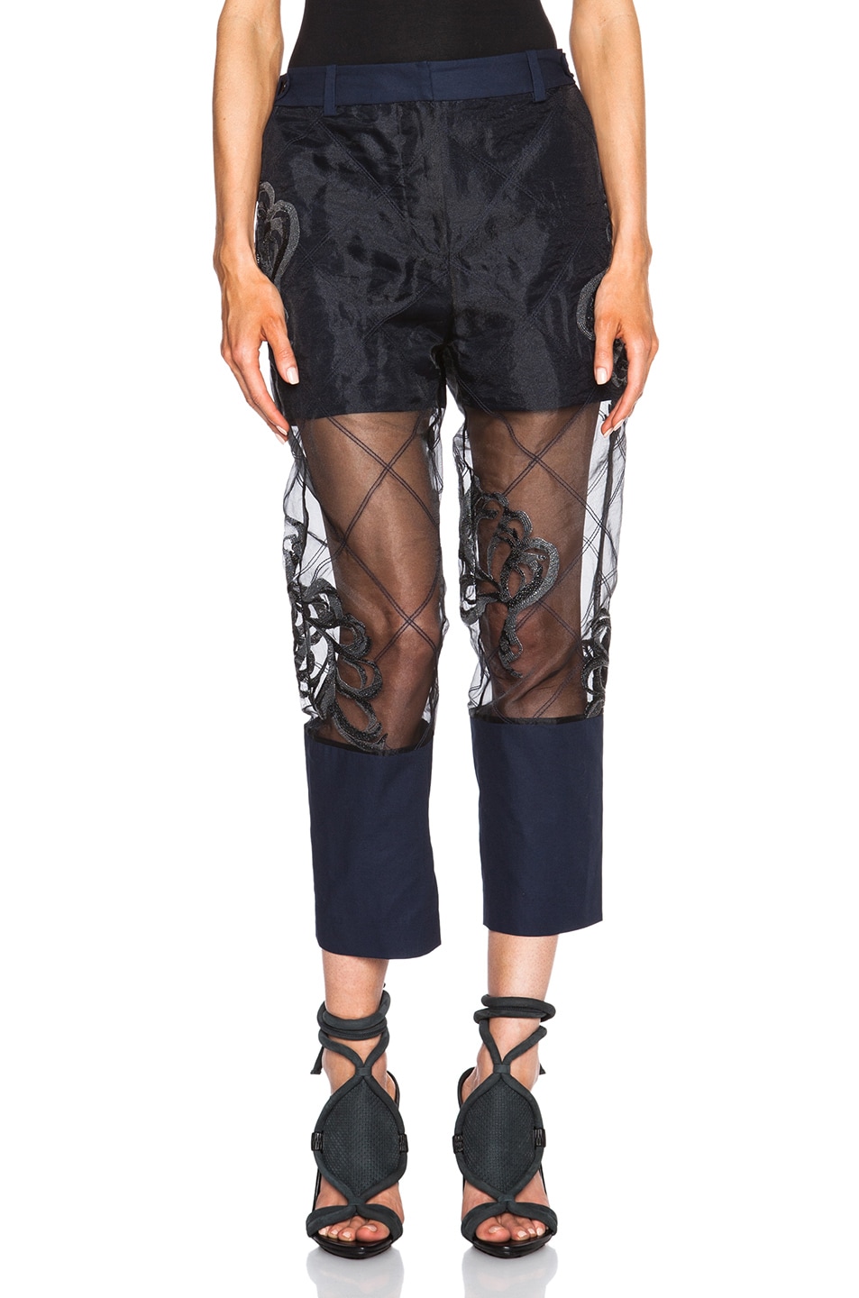 Image 1 of 3.1 phillip lim Fern Embroidery Organza Pant in Black