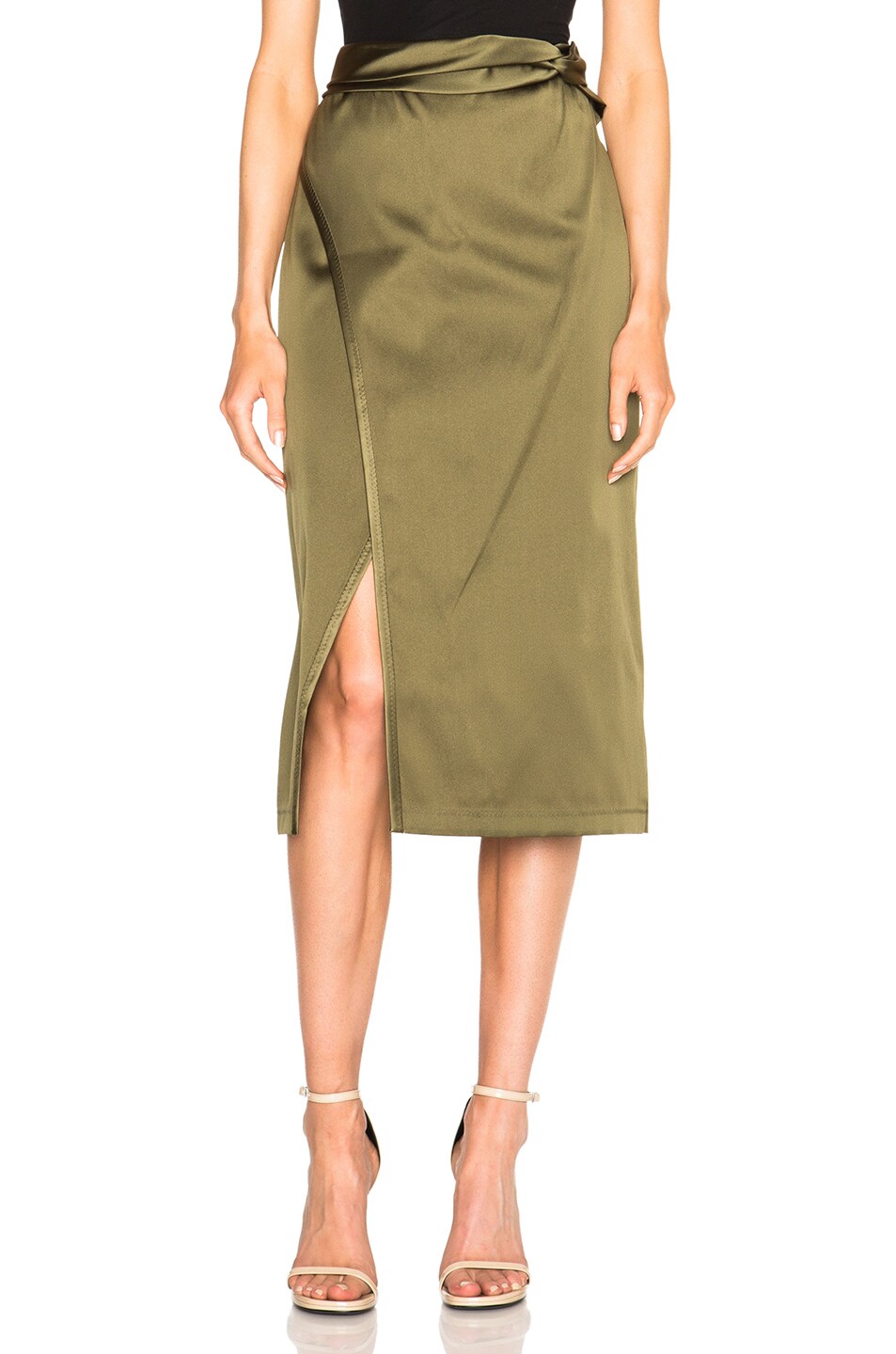 Image 1 of 3.1 phillip lim Satin Knotted Waistband Skirt in Everglade