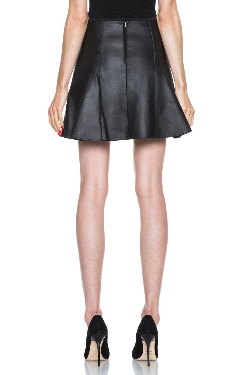 3.1 phillip lim Peplum Flare Lambskin Leather Skirt in Black | FWRD