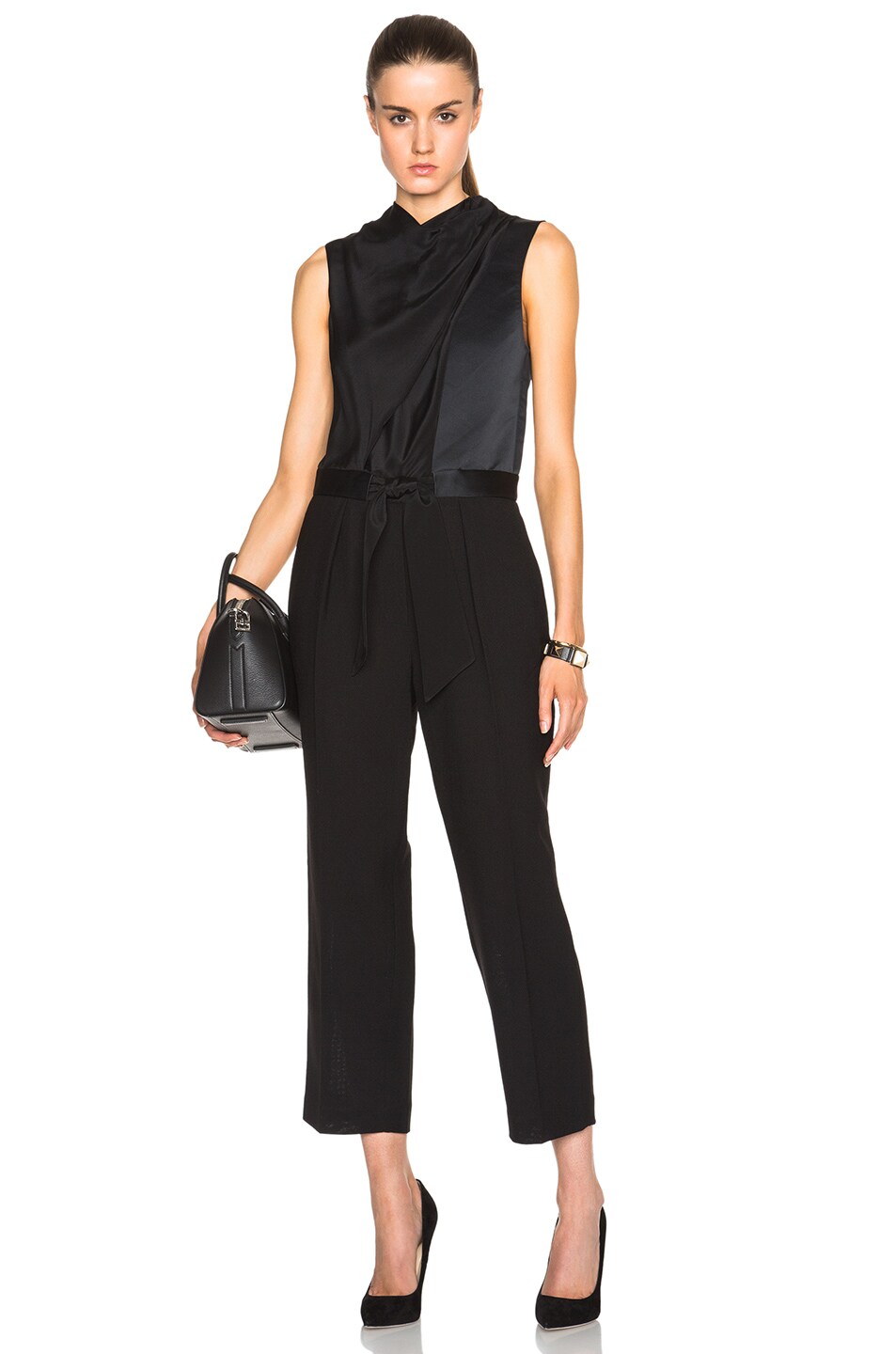 Image 1 of 3.1 phillip lim Belted Jumpsuit with Draped Top in Black