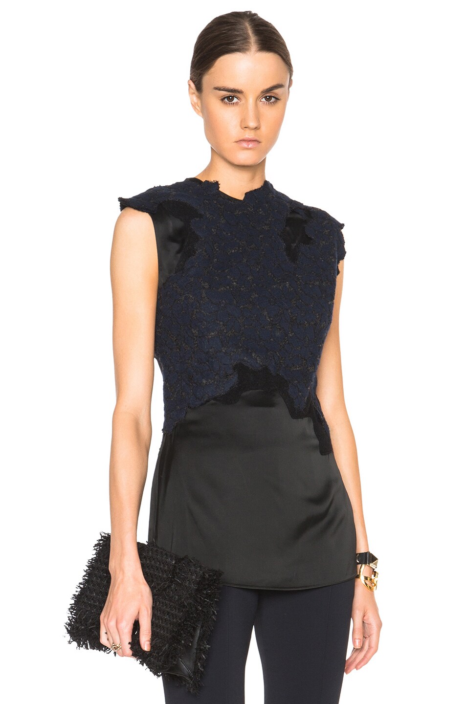 Image 1 of 3.1 phillip lim Destroyed Lace Shell Top in Navy