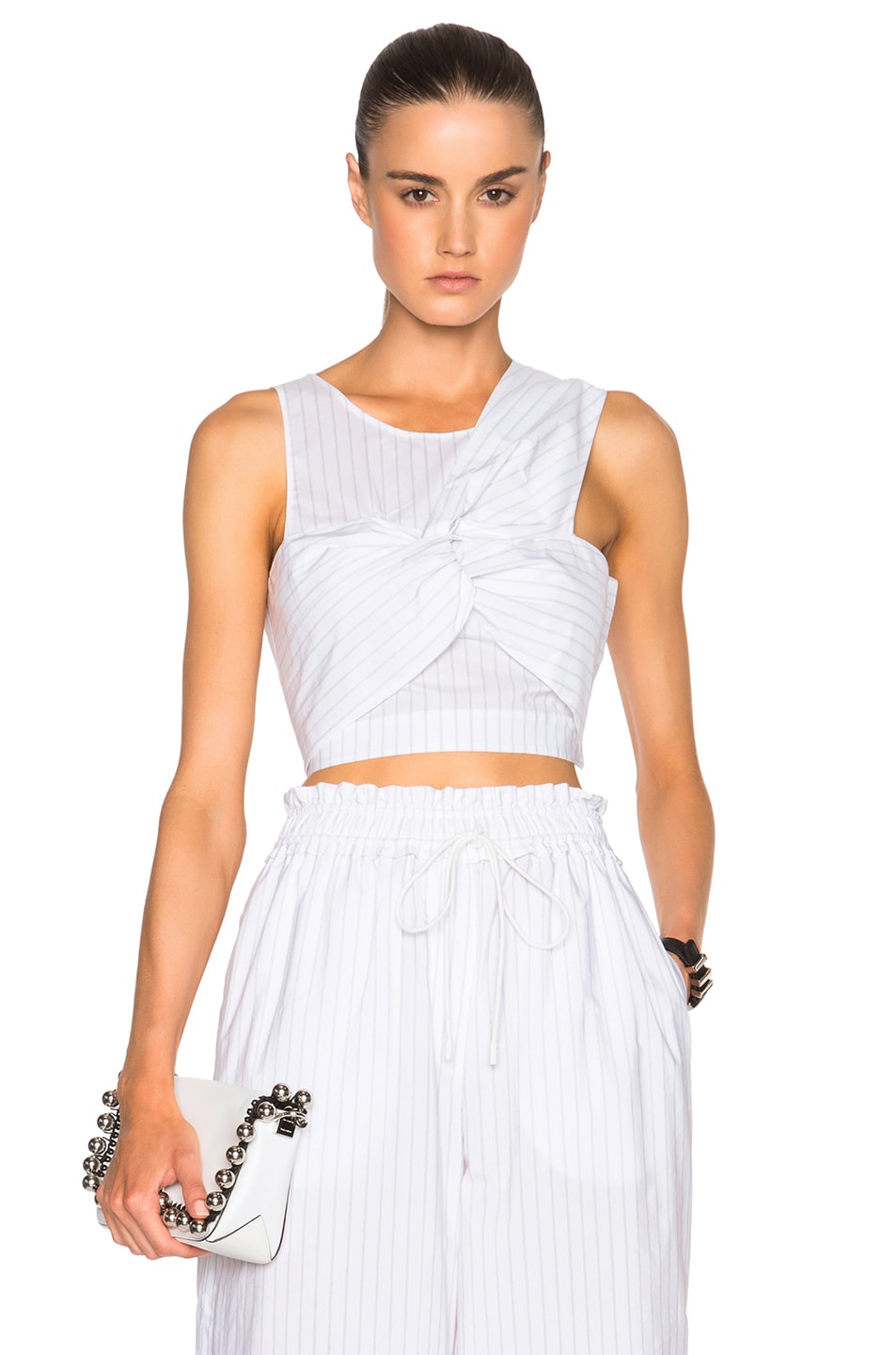Image 1 of 3.1 phillip lim Knot Detail Crop Top in Antique White & Black