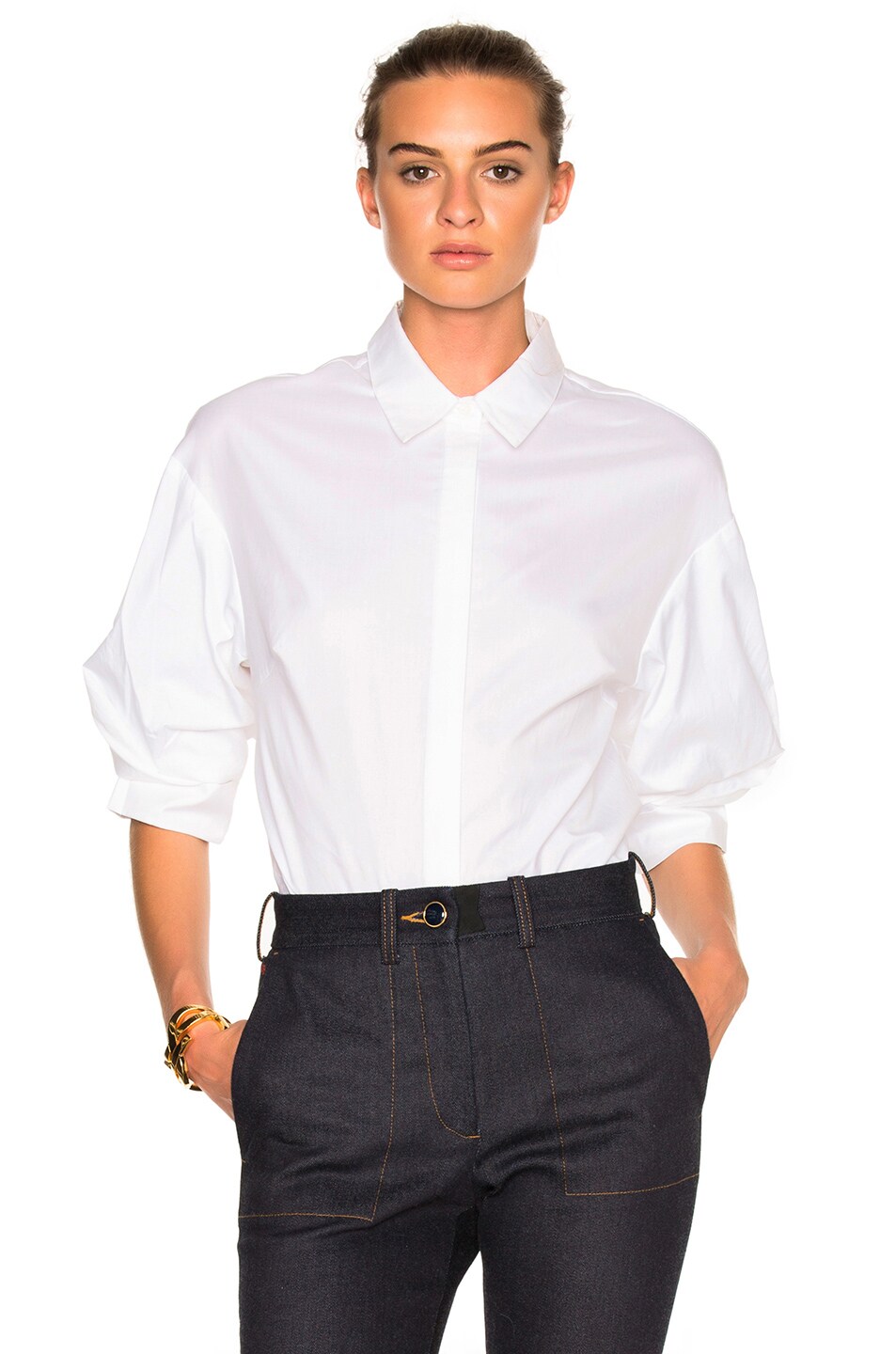 Image 1 of 3.1 phillip lim Push Up Sleeve Top in White