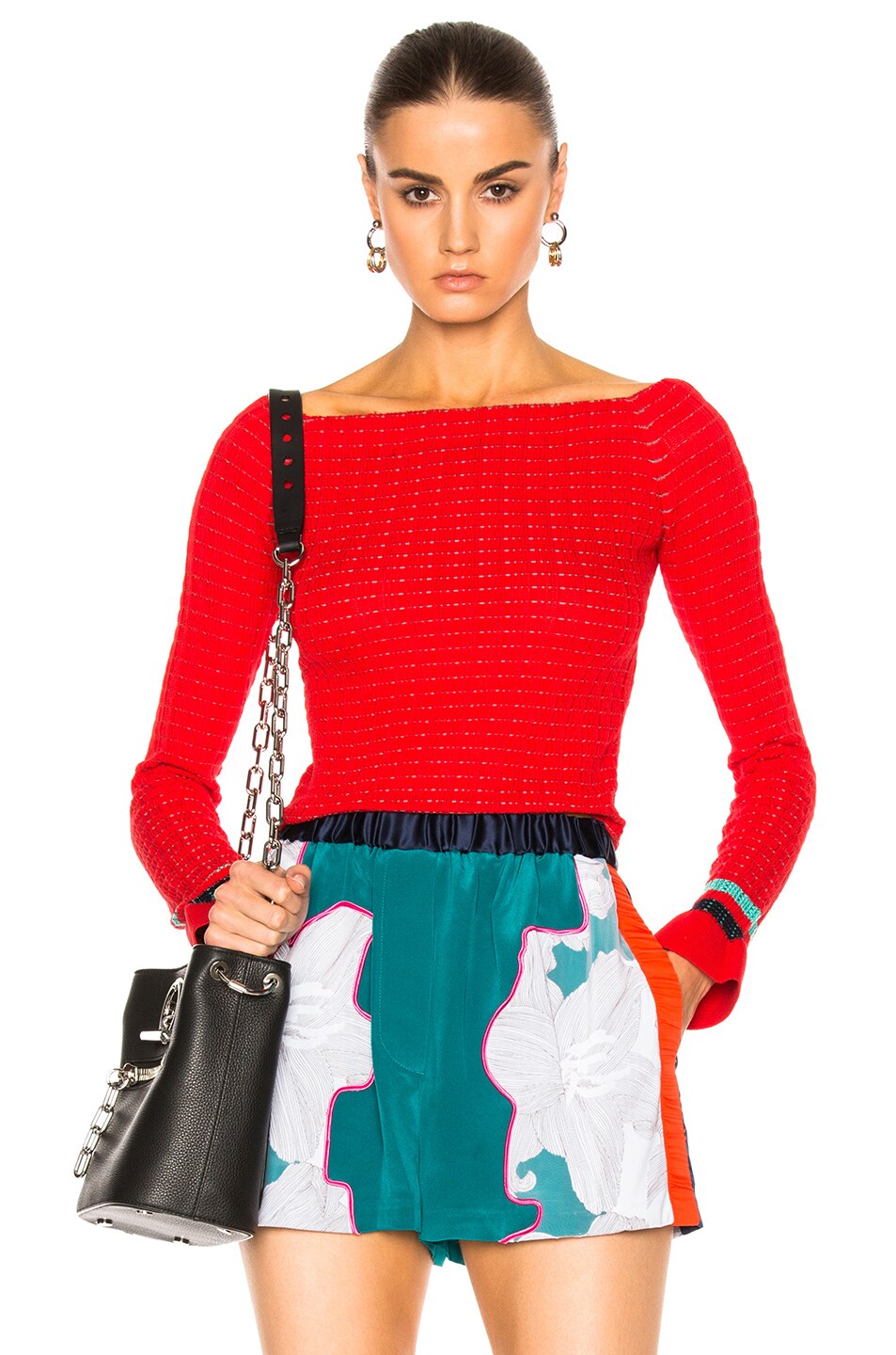 Image 1 of 3.1 phillip lim Long Sleeve Off Shoulder Pullover in Poppy