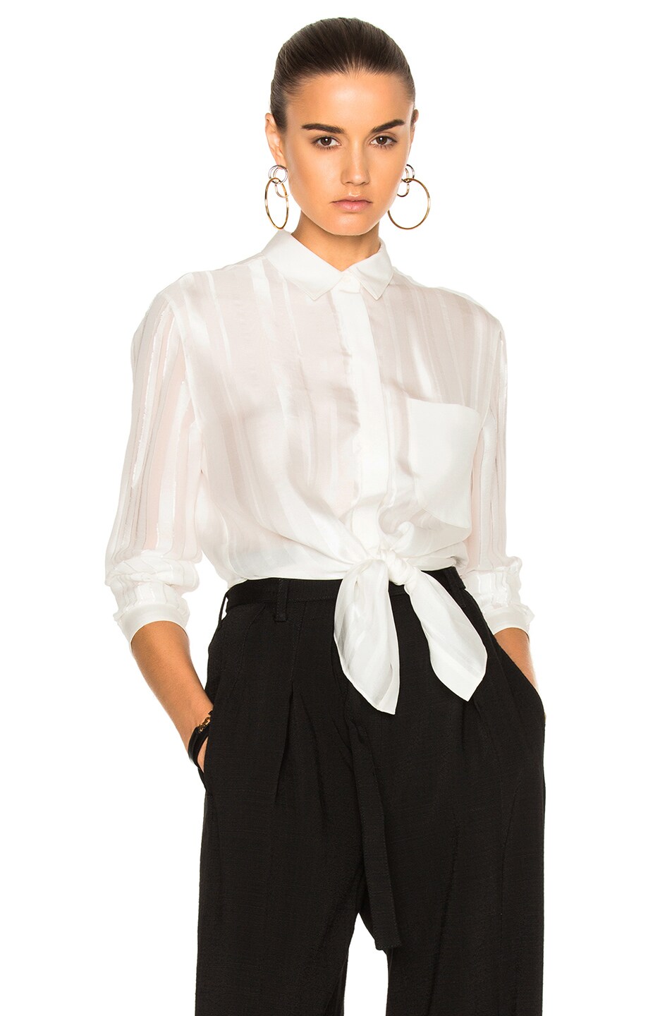 Image 1 of 3.1 phillip lim Button Down with Waist Tie in Antique White