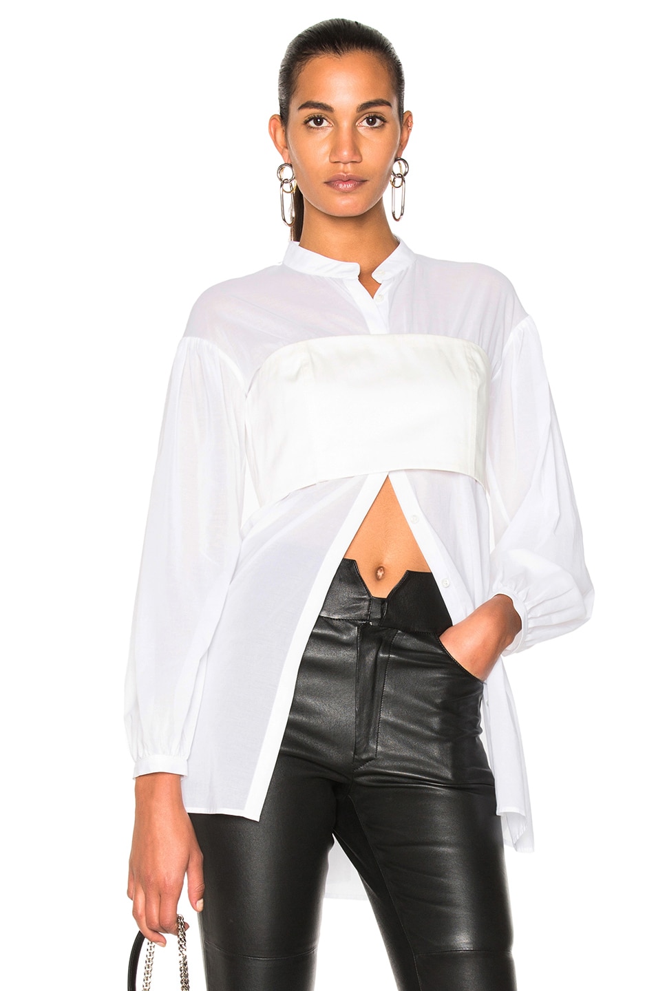 Image 1 of 3.1 phillip lim Long Sleeve Corset Top in White