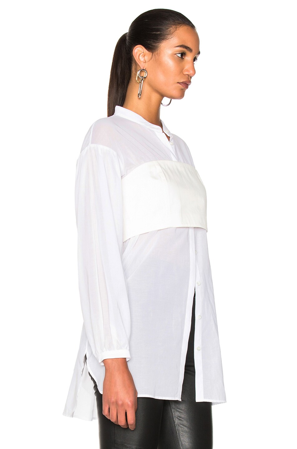 3.1 phillip lim Long Sleeve Corset Top in White | FWRD