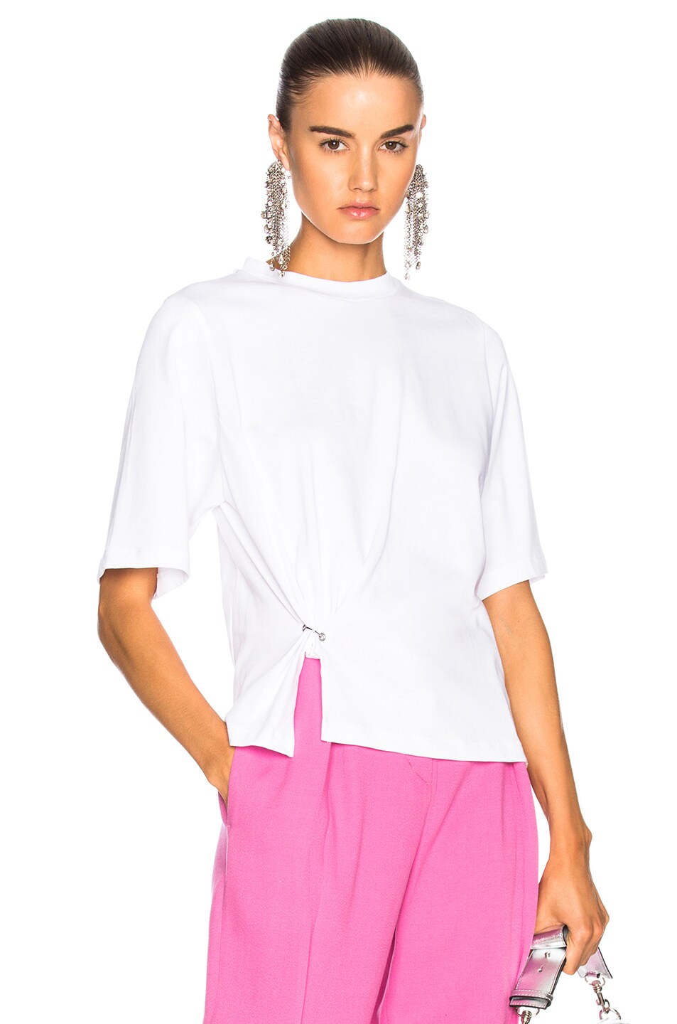 Image 1 of 3.1 phillip lim Short Sleeve Tee with Side Piercing in White