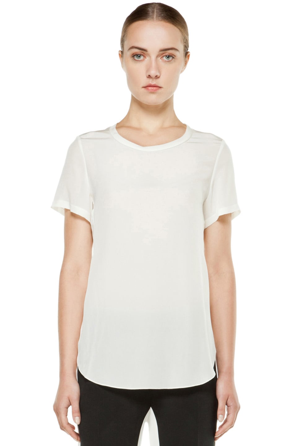 Image 1 of 3.1 phillip lim Silk Overlapped Side Tee in White