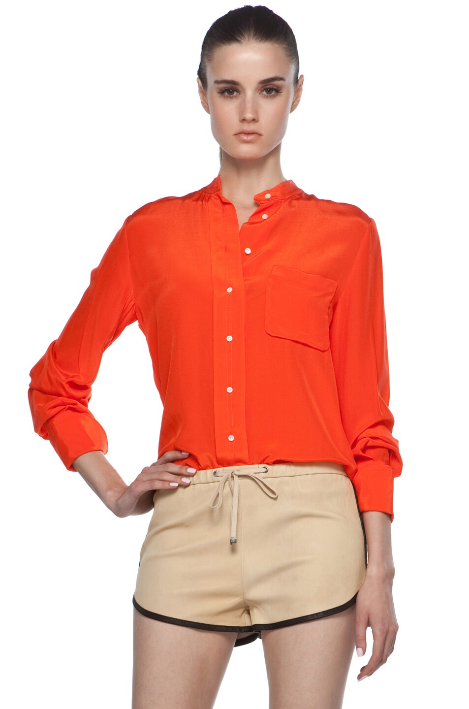 Image 1 of 3.1 phillip lim Band Collar Shirt in Poppy
