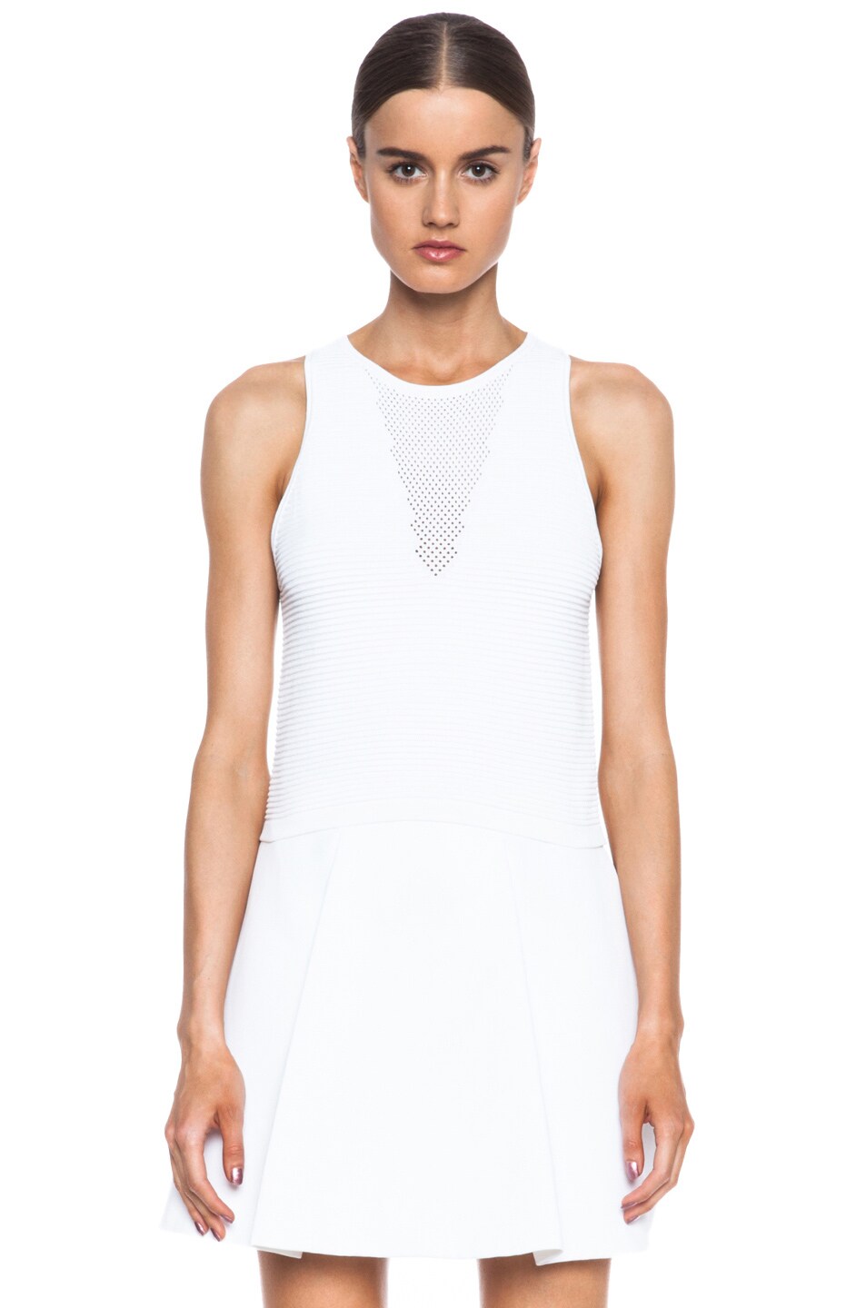 Image 1 of 3.1 phillip lim Mesh Insert Cropped Knit Tank in Ivory