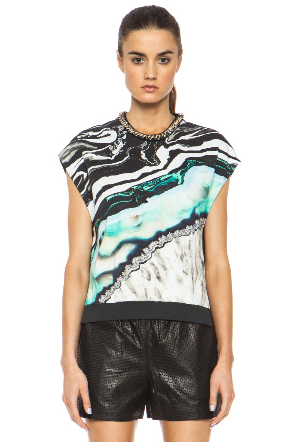 Image 1 of 3.1 phillip lim Marbelized Geode Print Cotton Tee in Black