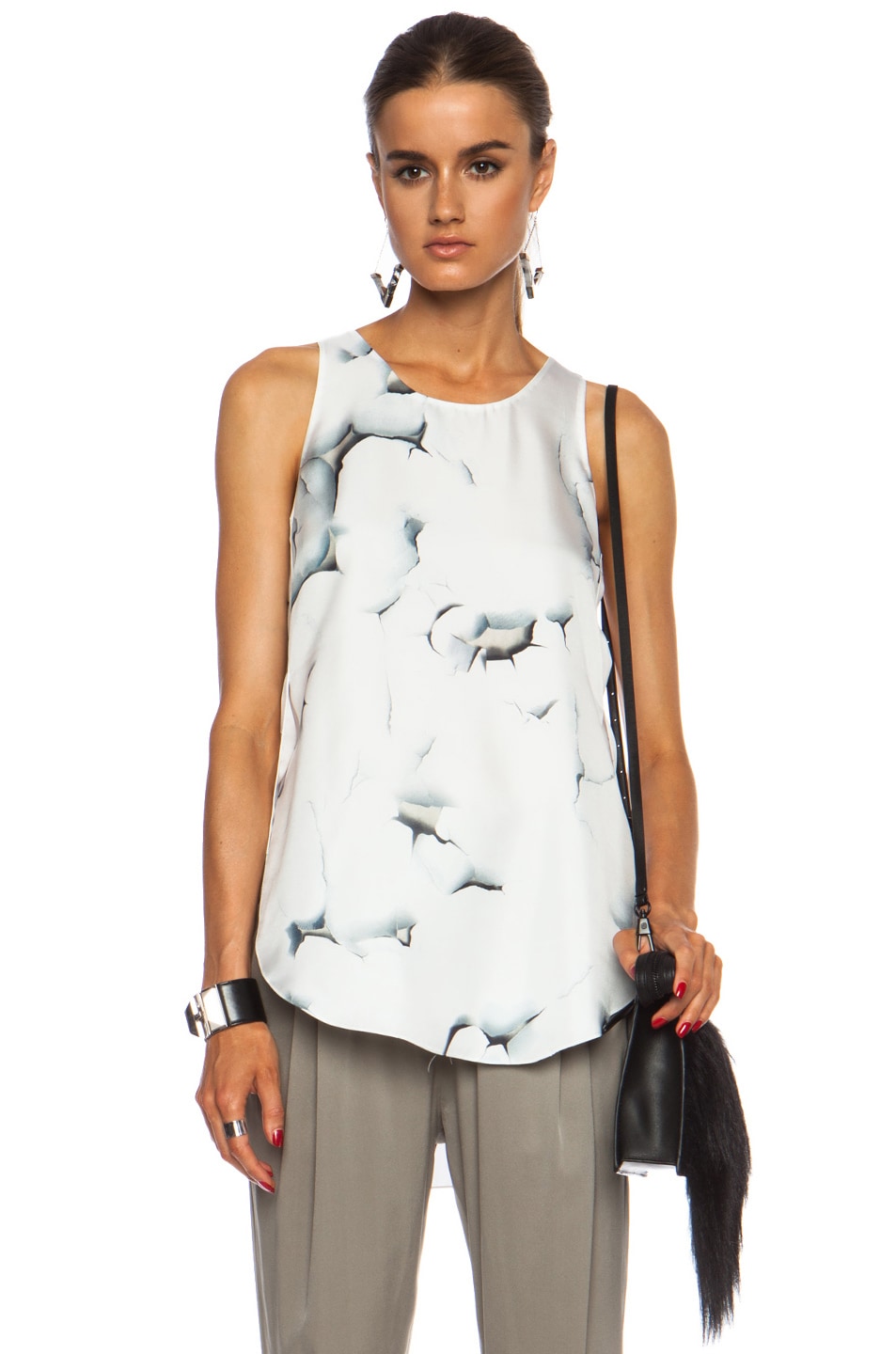 Image 1 of 3.1 phillip lim Off the Wall Overlapping Side Seam Silk Shirt in Soft White
