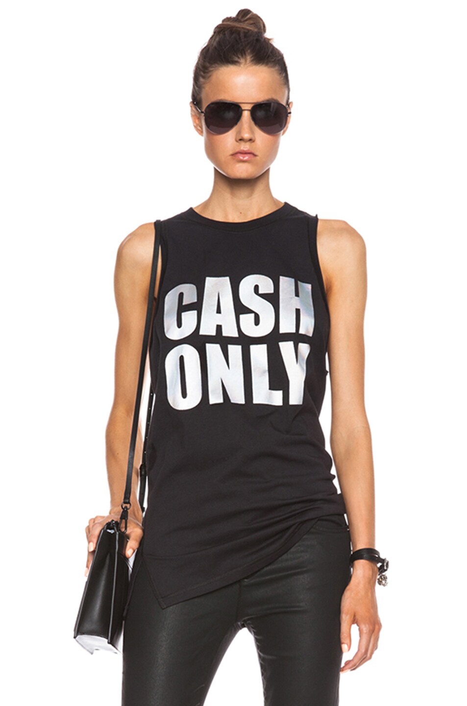 Image 1 of 3.1 phillip lim 'Cash Only' Foil Print Tank in Soft Black