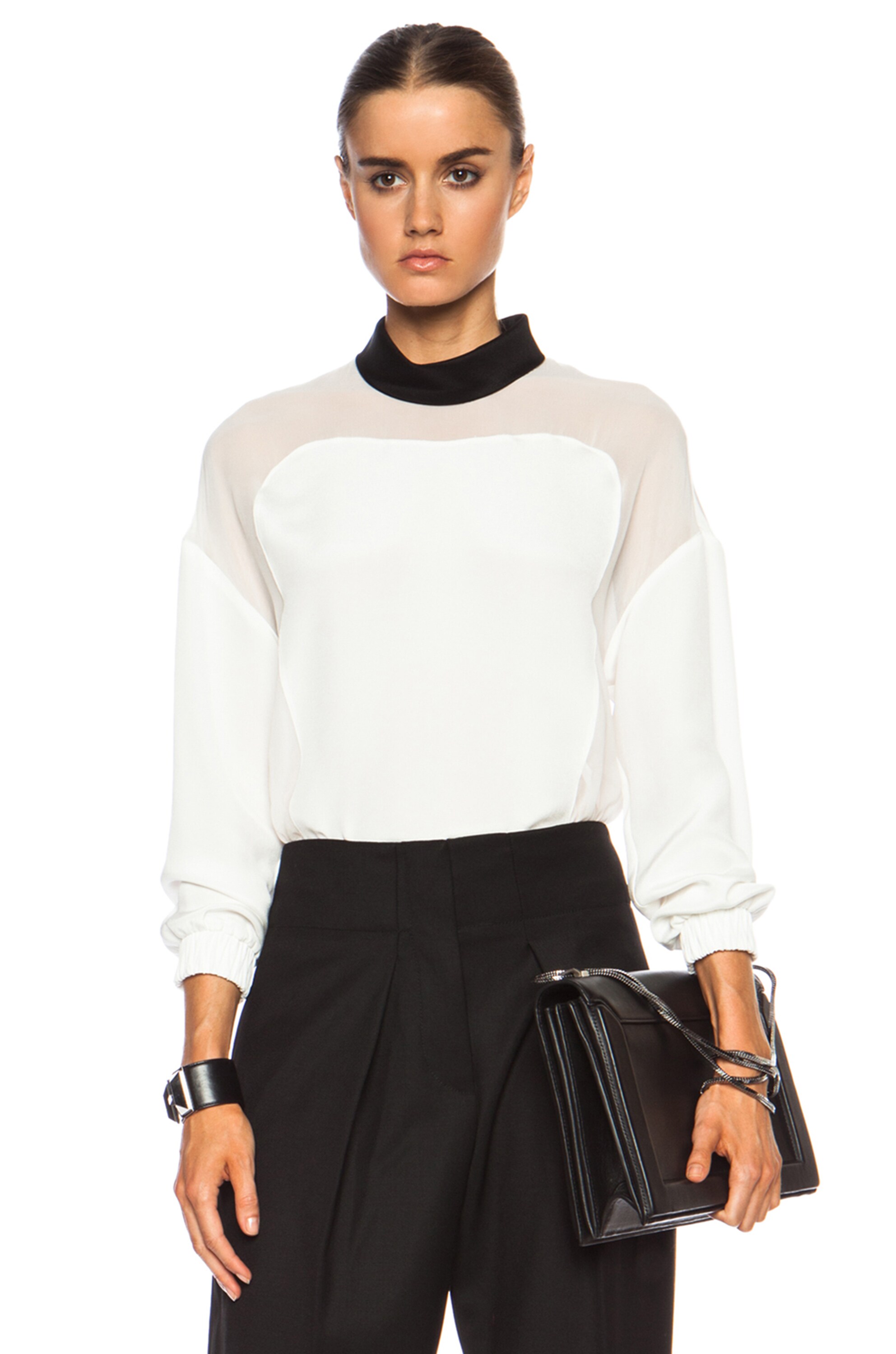Image 1 of 3.1 phillip lim Long Sleeve Poet Silk Top in Antique White