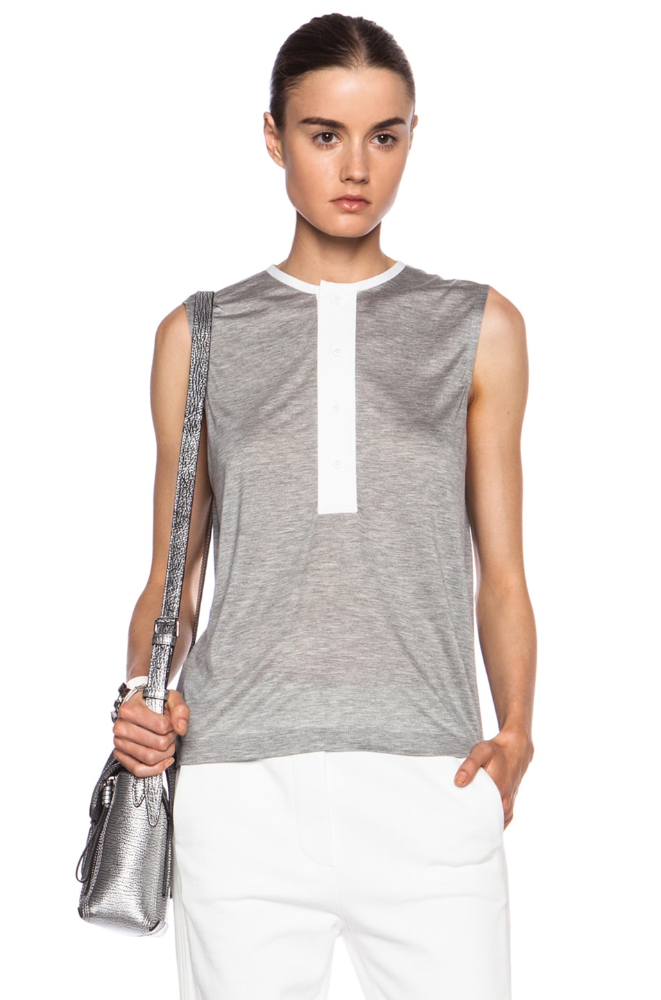Image 1 of 3.1 phillip lim Modal-Blend Top with Cape Back in Heather Grey