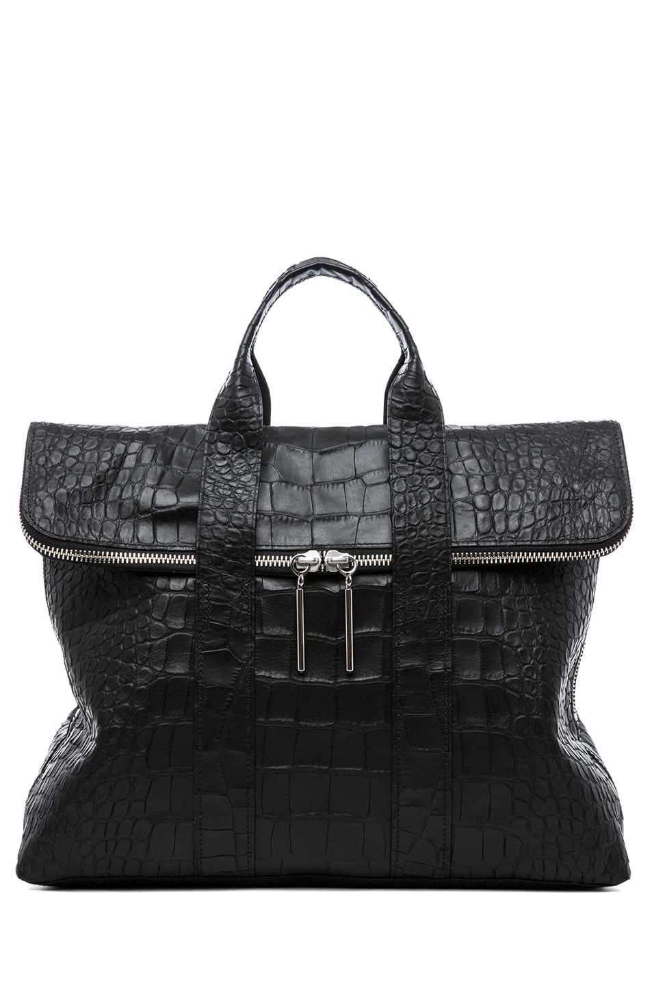 Image 1 of 3.1 phillip lim Matte Crocodile Embossed 31 Hour Bag in Black