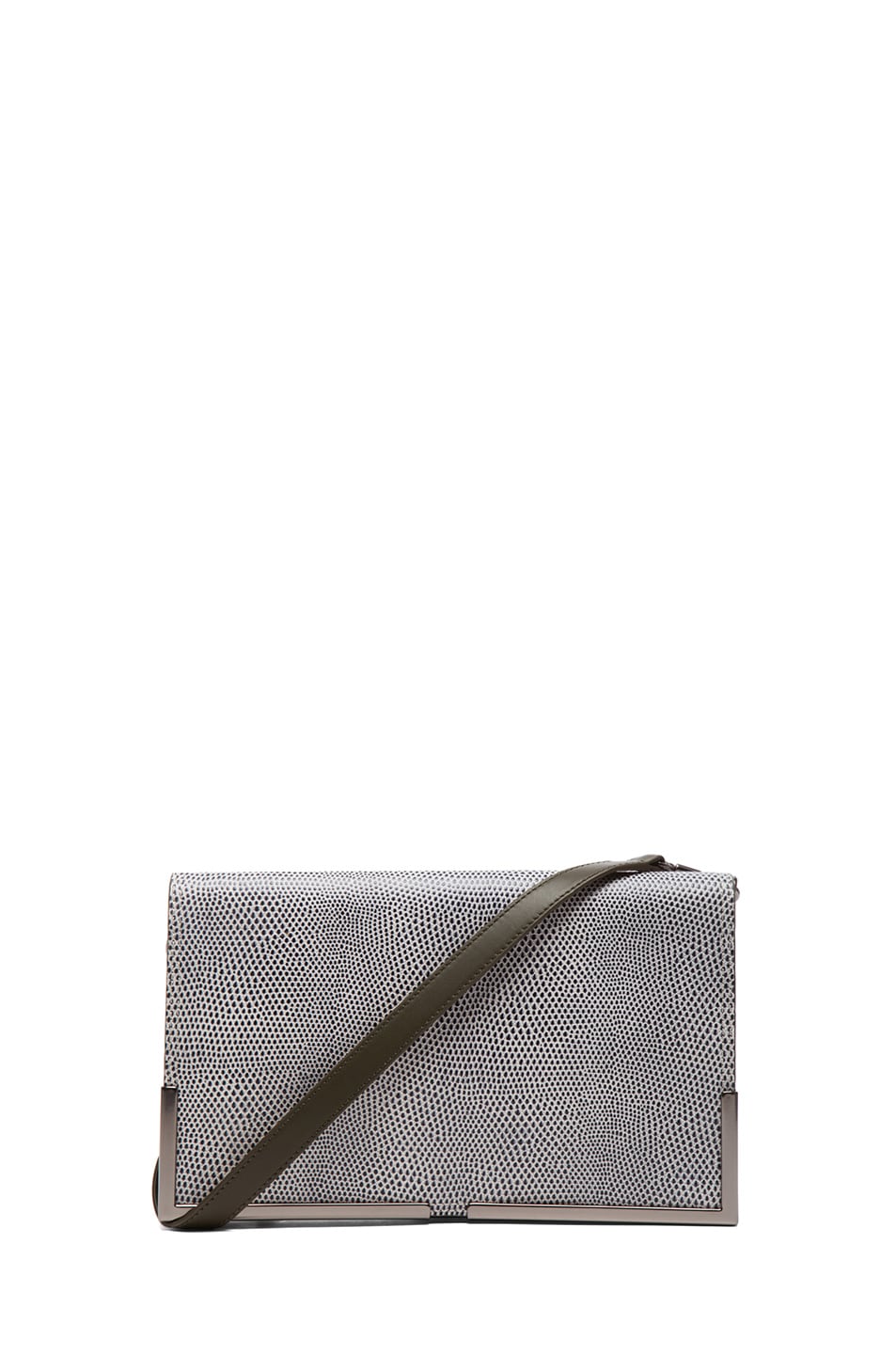 Image 1 of 3.1 phillip lim Scout Flap Clutch in White & Black & Dark Olive