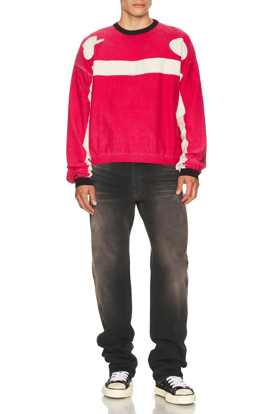 Image 1 of 424 Collection Loose Fivepocket Denim Jeans in Black & Laser