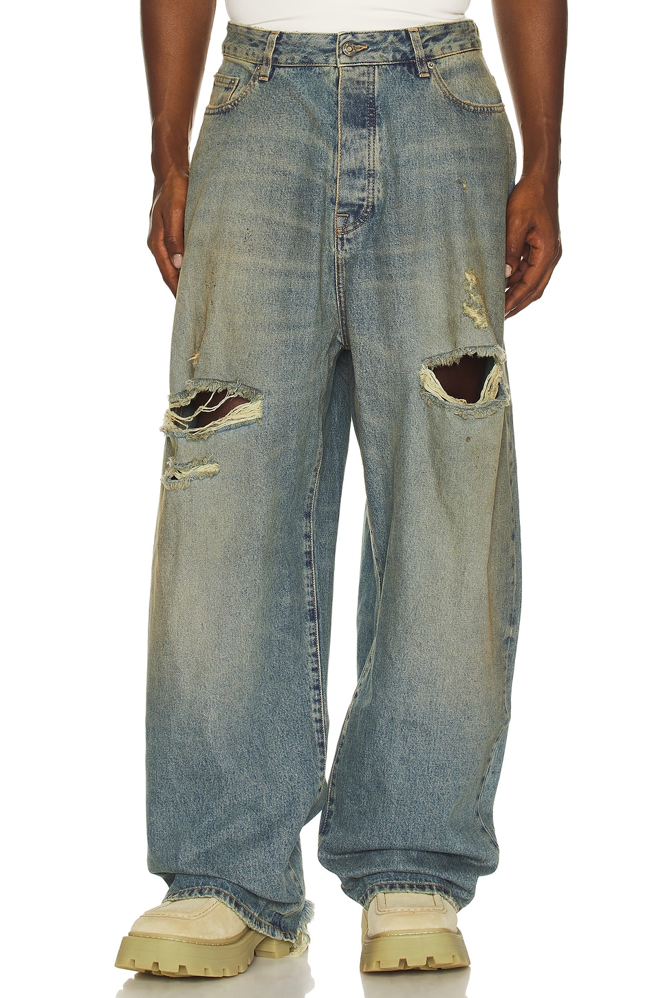 Image 1 of 424 Big Daddy Denim Pants in Japanese Vintage Washed Blue