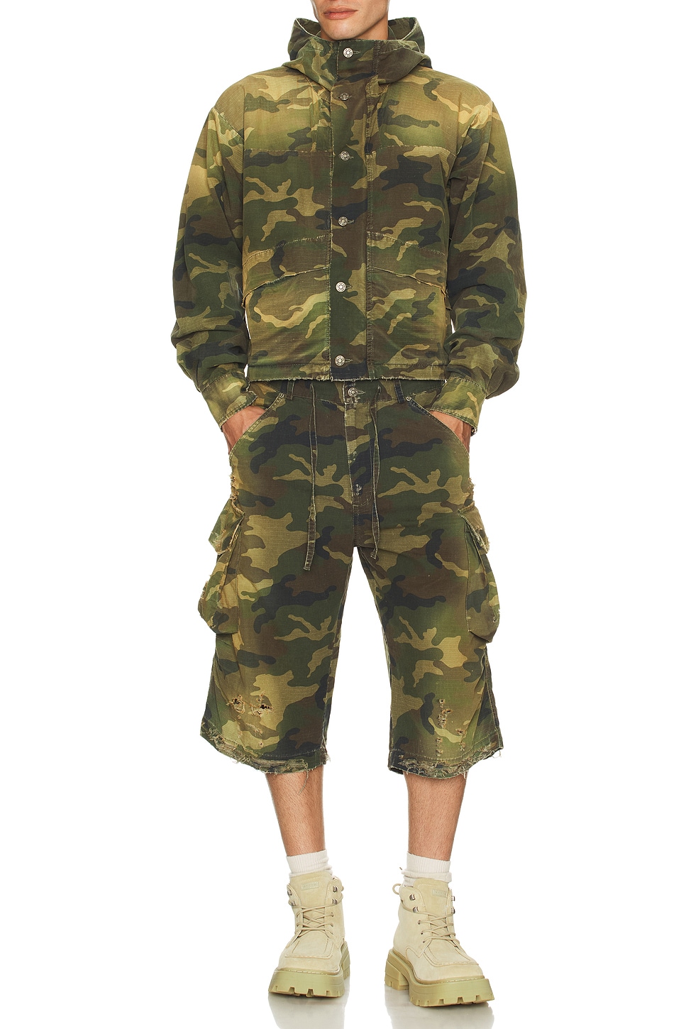 Image 1 of 424 Camo Jacket in Washed Camouflage