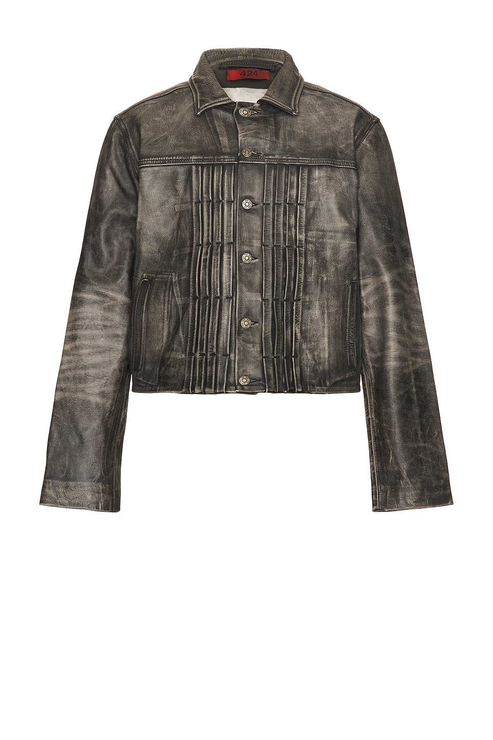 Leather Trucker Jacket in Black